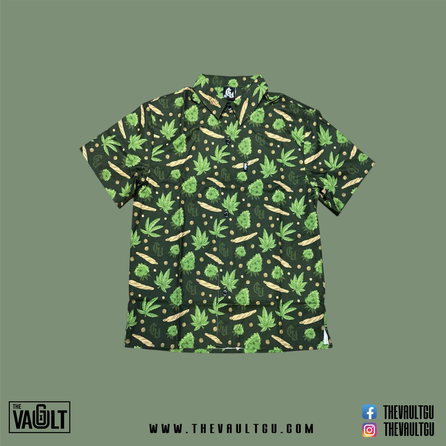 Green Cannabis Flat - Button Shirt