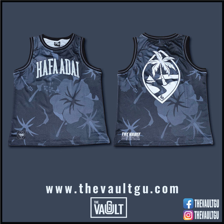 Black Hibiscus Crew Jersey
